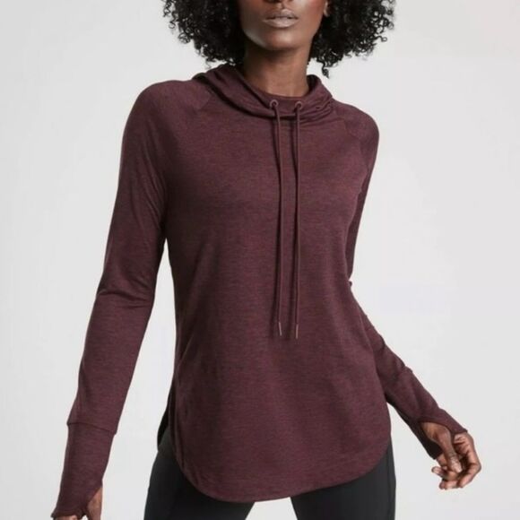 Athleta Burgundy Purple Drawstring Hooded Sweatshirt - Picture 1 of 11